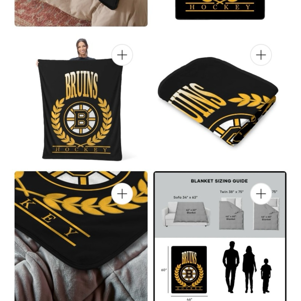 Northwest NHL Boston Bruins Silk Touch Throw official NHL licensed 46” X 60”